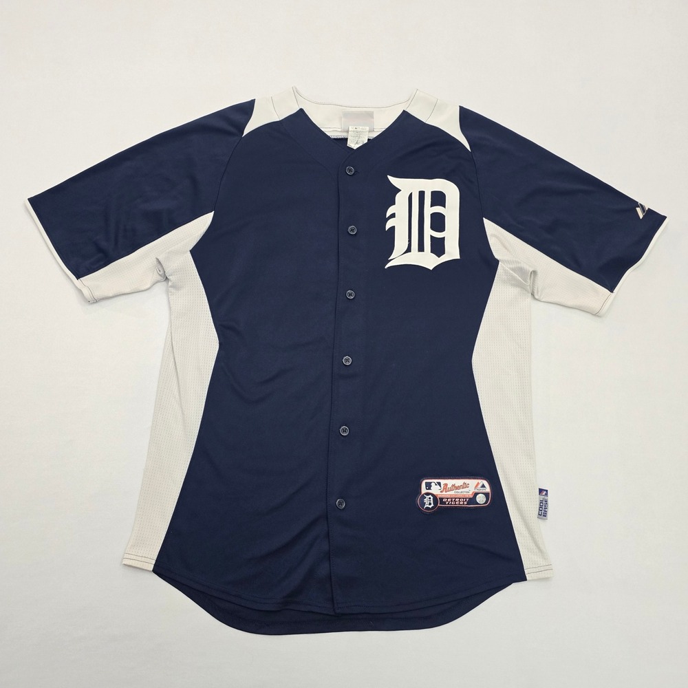 Majestic Detroit Tigers Jersey Mens 44 Navy Blue White MLB Authentic #28